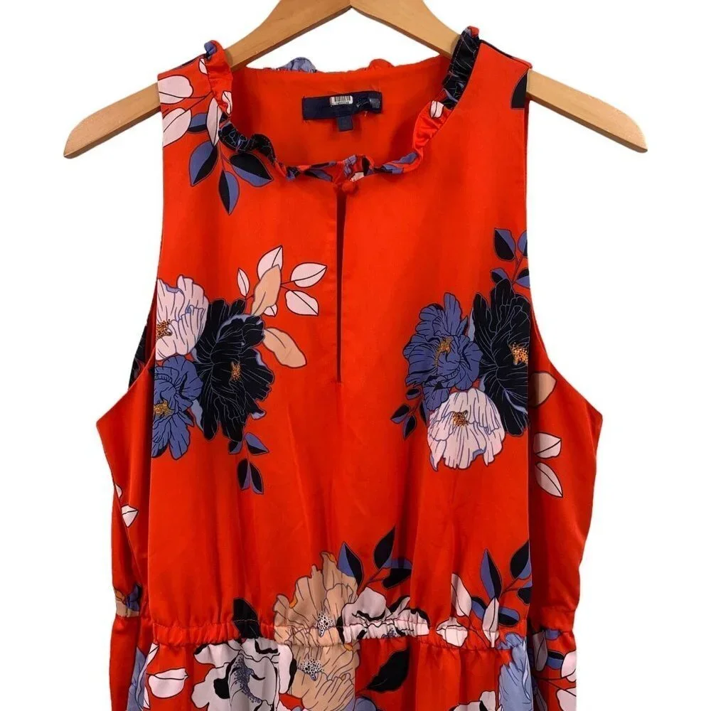 Rachel Roy CONCHETTA Red Floral Crepe High Low Ruffled Dress Size 1X - Picture 4 of 7